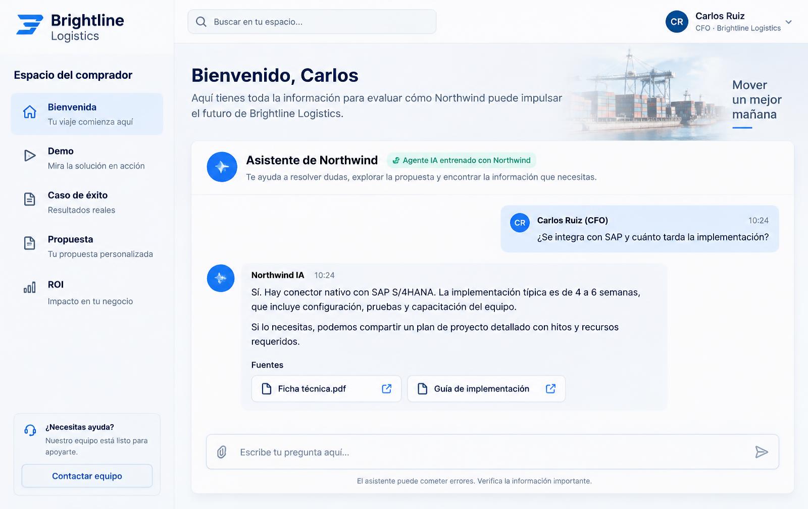 Asistente IA respondiendo al CFO