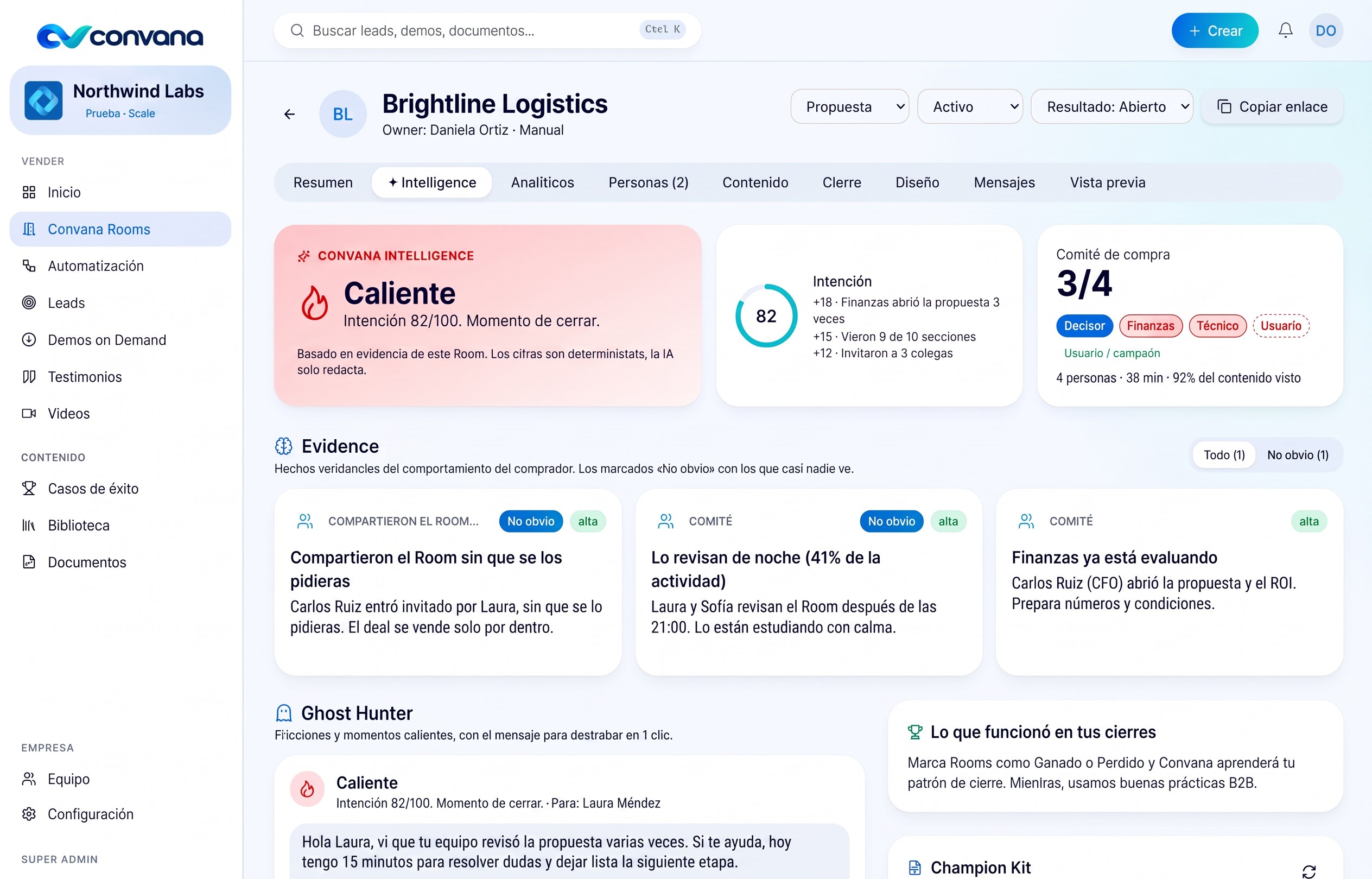 Convana Intelligence con Evidence